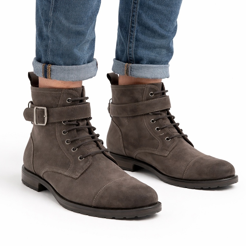 Size 7.5 Banana Republic Men’s Brown Suede Buckle Lace Up Boots‎